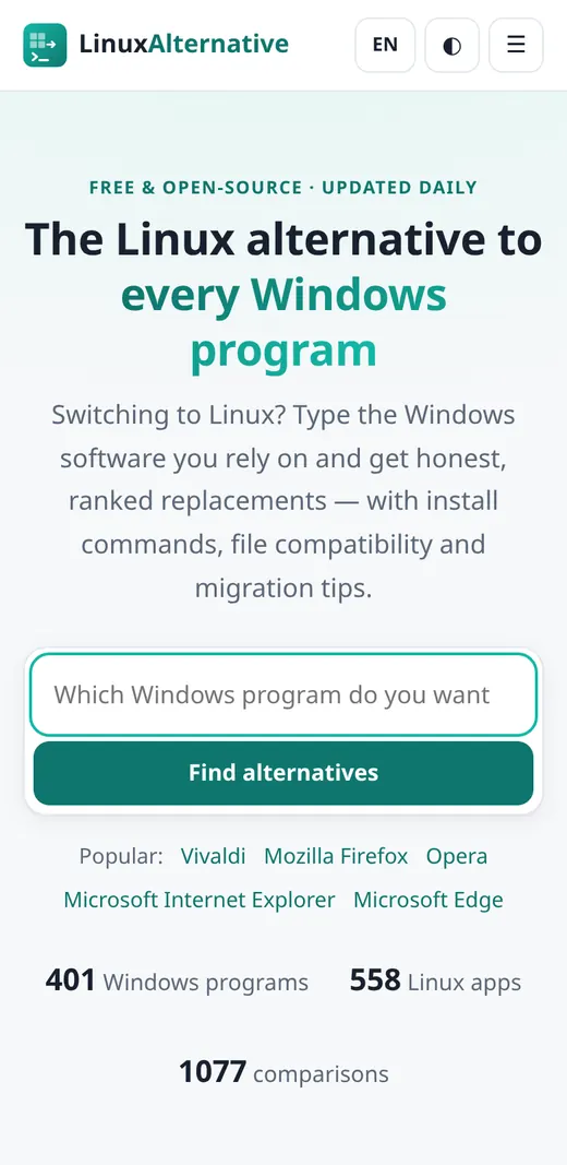 Linux-Alternative.com mobile