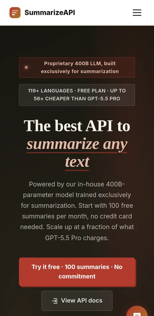 SummarizeAPI.com mobile