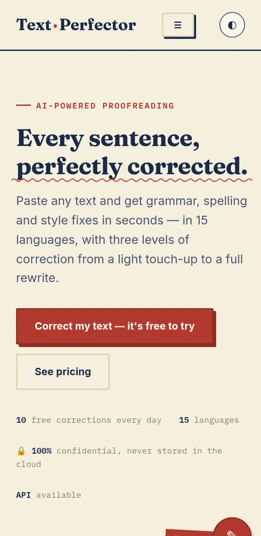 TextPerfector.com mobile