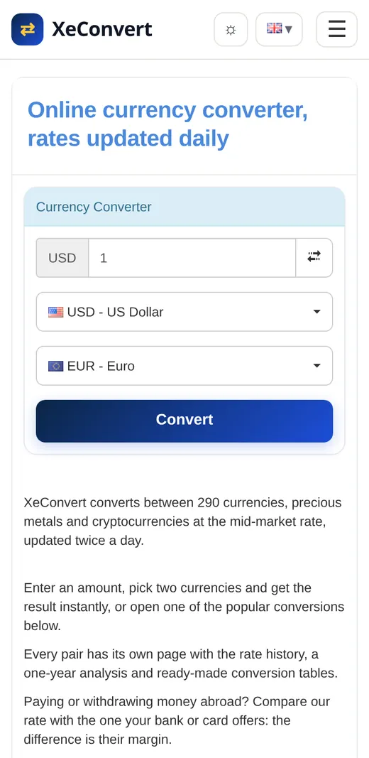 XeConvert.com mobile